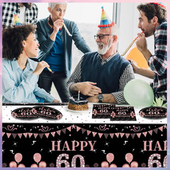 41PCS 60Th Birthday Decorations for Women Vintage Rose Gold Black 1966 Party Sup