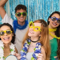Reusable 20-Pc Sky Blue Tinsel Foil Fringe Curtains for Memorable Celebrations