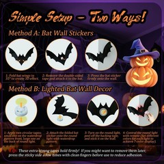 12 Lights & 48 Bats Halloween Decoration with Remote Timer