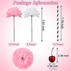 6 Sets Pink Carnations Artificial Flowers, 50’s Theme Party Decorations 58