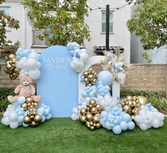 Blue and White Gold Balloons,100 pcs Blue White Gold Balloon Garland Arch Kit…