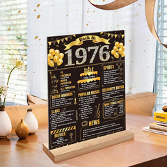 Black Gold 50Th Birthday Decorations for Men Women Vintage Wooden Two-Sided Back