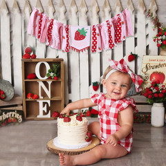 Strawberry High Chair Banner – 1St Birthday Decoration, First Birthday Decoratio
