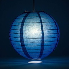 16″ Navy Blue Round Paper Lantern, Even Ribbing, Chinese Hanging Wedding & Party