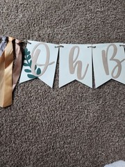Pre-Strung 6ft Oh Baby Banner Neutral Baby Shower Decorations Woodland
