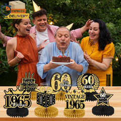 9Pcs 60Th Birthday Party Decorations – 60Th Birthday Decor Men Women Black