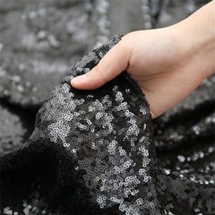 Sequin Tablecloth 90×156 Inch Rectangle Wedding 156″ x 90″ (Rectangular) Black