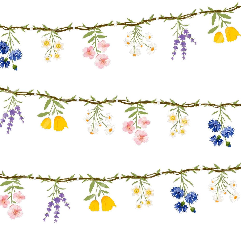 2PCS Wildflower Party Decorations, 7.9FT Pre-Strung Floral Garlands for Baby …