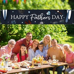 Happy Father’s Day Banner, Black, 98″ x 20″ Rectangular, Standard Banner with Gr