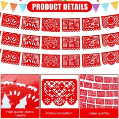 Vitalcozy 4 Pack 59 Ft Mexican Papel Picado Banner Plastic Mexican Talavera