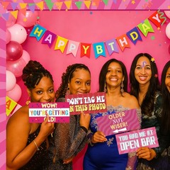 Beeveer 24 Designs Funny Birthday Photo Booth Props Double Sided 11.02 * 5.51…