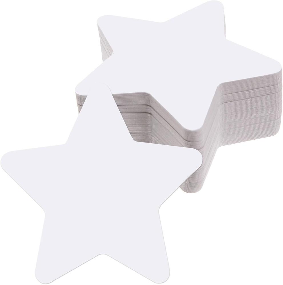 200 Pcs White Star Cutouts 4 Inch Paper Star Shapes Die Cut White Double Sided P