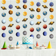 8 Pieces Space Hanging Decorations Solar System Planets Paper Garlands Outer Spa