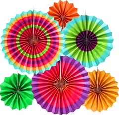 Lansian 12PCS Multi-Color Hanging Paper Fans, Fiesta Party Decorations, Photo…