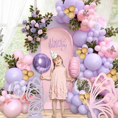 Pink and Purple Balloon Arch Kit, Butterfly Baby Shower Decorations with Pink…