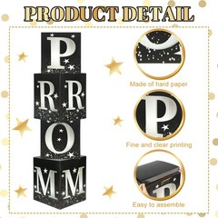 4 PCS Large Prom Column Standup Photo Booth 51 Inch Black Silver 2026 Decor