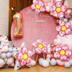 12 Pcs Light Pink Flower Balloon Huge Aluminum Foil Pastel Pink Flower Shaped Gr