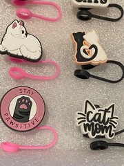 6 Silicone Straw Cover Caps (Cats Theme) *New/Open Package* bb1