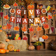 42Pcs Thanksgiving Decorations, Thanksgiving Party Decors w/ GIVE THANKS Banner