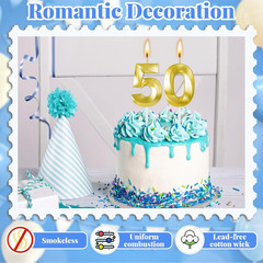 50Th Birthday Decorations for Women and Men, Gold Number 50 Candle | Gold Number