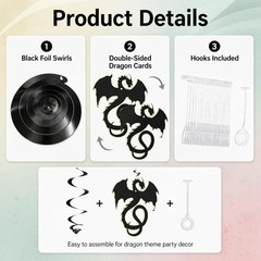 Lightweight Black Dragon Hanging Decorations – Ideal for Medieval Themed Parties