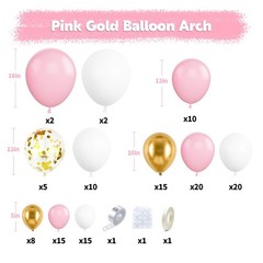Pink and White Balloon Arch Kit, 121PCS Pink and Gold Balloon Garland Pastal …