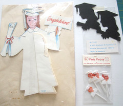 Vintage New Honeycomb Tissue Graduation Girl Centerpiece 11.5” Cutouts Cake Dec