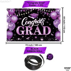 XtraLarge Congrats Grad Banner – 72×44 Inch, Congratulations Banner | Class of..