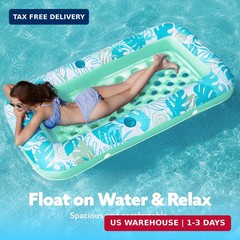 SLOOSH Inflatable Pool Floats with Cooling Water Hole,72″ x 38″ Daybed Pool Loun