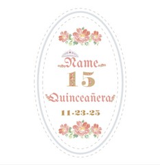 15 MIS QUINCE CROWN NAME PERSONALIZED PARTY BIRTHDAY STICKER DIFFERENT SIZES
