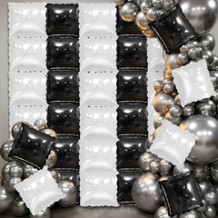 36 Pcs Black and White Square Foil Balloon Wall Backdrop Double Sided Race Ca…