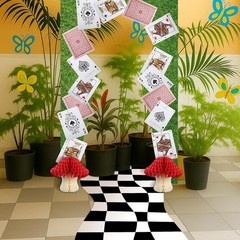 Wonderland Theme Party Decorations Set 34 Pcs Wonderland Photo Backdrop
