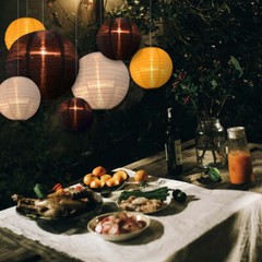 Black, White and Gold Yellow Celebration Party Even Ribbing Ribbed Nylon Lantern