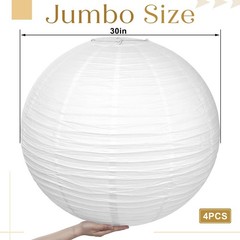 4 Pcs White Jumbo Paper Lanterns Extra Large Hanging Paper Lanterns Decoration