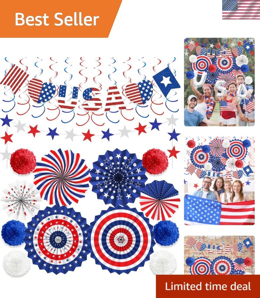 Durable 26-Pc 4th of July Decorations: Easy to Install & Store for Any Occasion