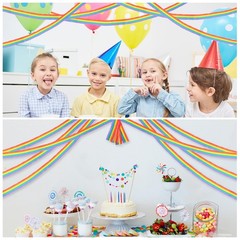 5 Rolls 165 FT Rainbow Crepe Paper Streamers 2.4 Inch Wide Colorful Party