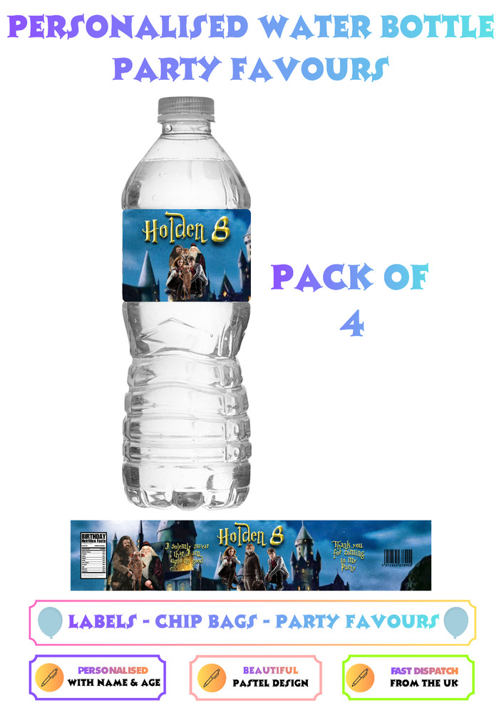 Personalised Wizard Water Bottle Labels Birthday Party Decorations UK