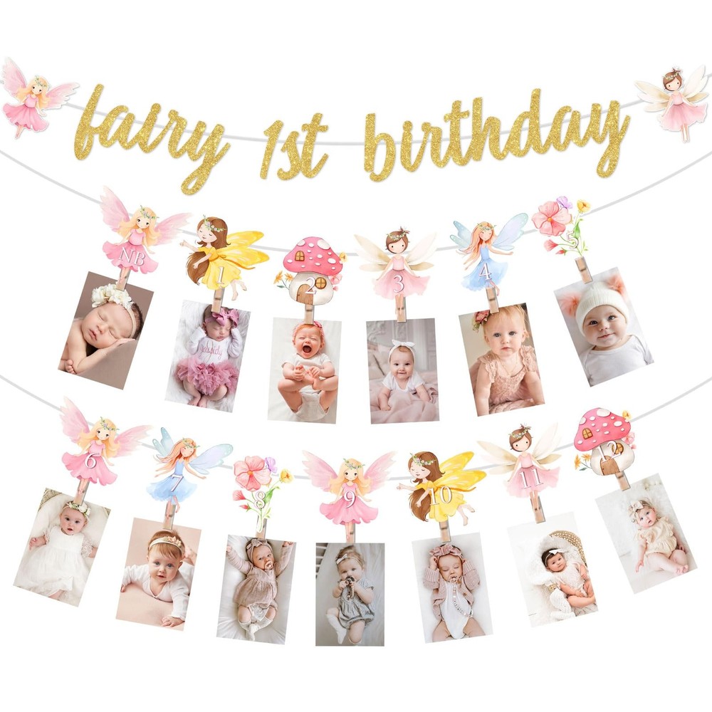 My Fairy First Birthday Decorations – Fairy 1st Birthday Glitter Banner and M…