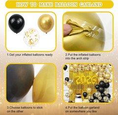 89pcs 2026 Happy New Year Decorations Kit New Years Eve Party Supplies Black and