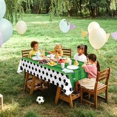 3 Pcs Table Cloth 54 x 108 Inches Disposable Plastic Rectangular Soccer