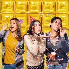 Metallic Gold Double Sided Square Foil Balloons Wall,19 Inches Chrome Foil Ba…