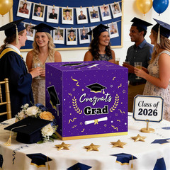 Graduation Decorations 2026 Purple Graduation Card Box Graduation Party Decorati