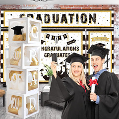 Graduation Decorations 2025,4 Pcs Transparent Balloon Boxes with Letters of GRAD