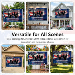 250Th Anniversary Banner American Backdrop 1776-2026, Red White Blue USA Patriot