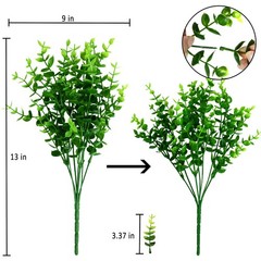 Besteek 9 Bundles Fake Plants Artificial Boxwood Greenery 63 9 Bundles, Green