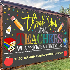 Teacher Appreciation Week Backdrop Banner School Classroom Decorations, Thank Yo