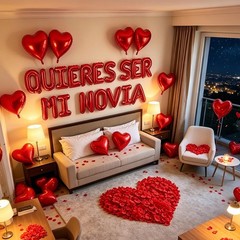 2 Set Red QUIERES SER MI NOVIA Balloons – 1200pcs Red Artificial Rose Petals …