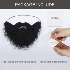 Black Fake Beard with Mustache Big Full Grey Costume Facial Hair for Men Cosp…