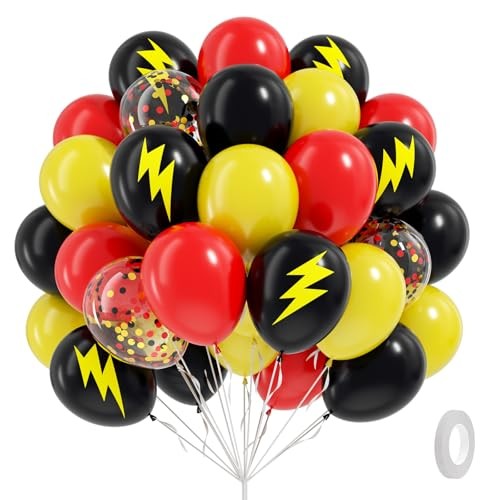 60pcs Black and Yellow Balloons 12inch with Black Print Red Red Yellow Black