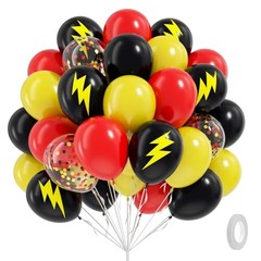 60pcs Black and Yellow Balloons 12inch with Black Print Red Red Yellow Black